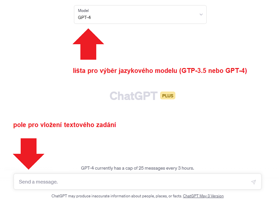 chatGPT uživatelské rozhraní