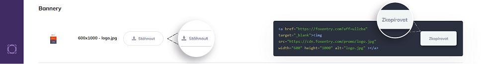 Výpis dostupných bannerů s HTML kódy