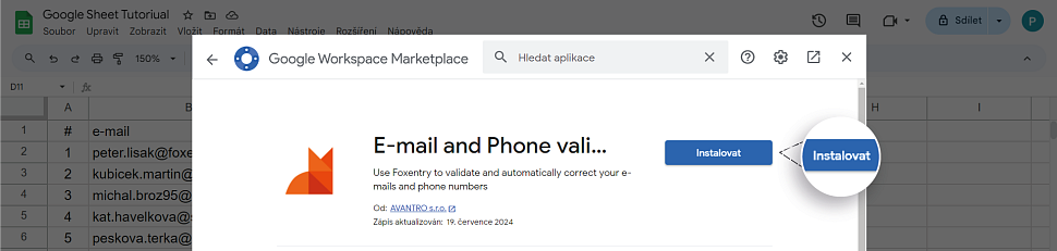 Instalace doplňku Foxentry