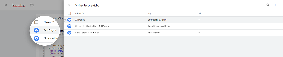 Výběr All pages v GTM
