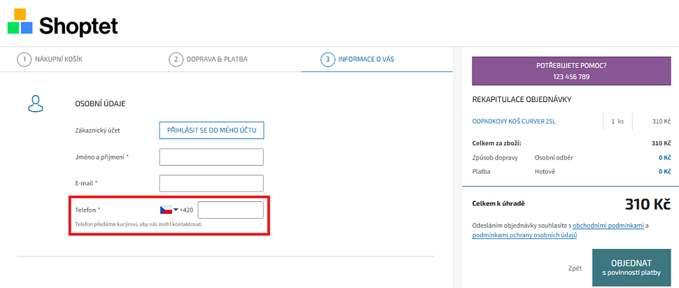 Shoptet - bez šipky