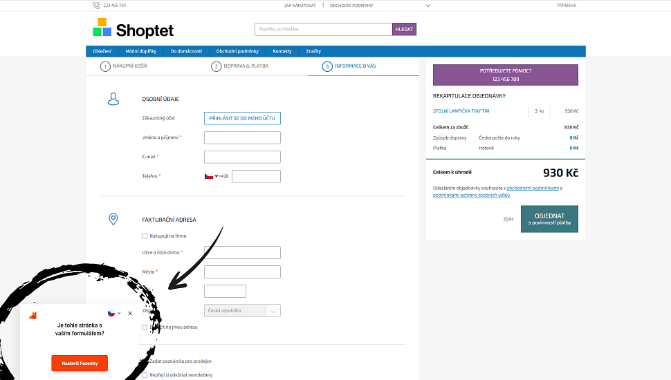 Spuštění nastavení přímo na webu