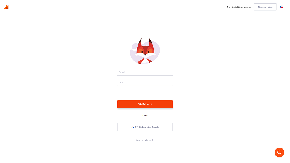 Přihlašovací obrazovka do administrace Foxentry s možností Google přihlášení