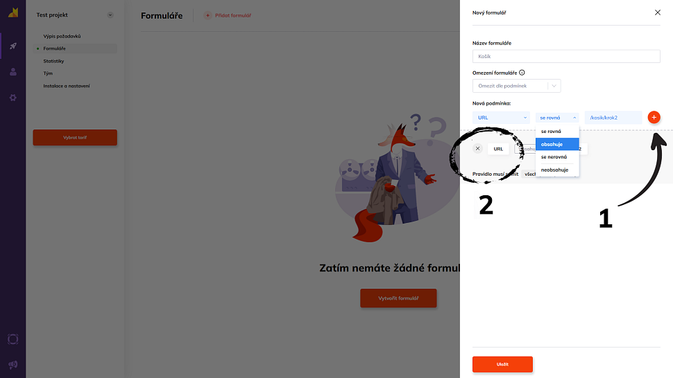 Omezení platnosti formuláře podle URL