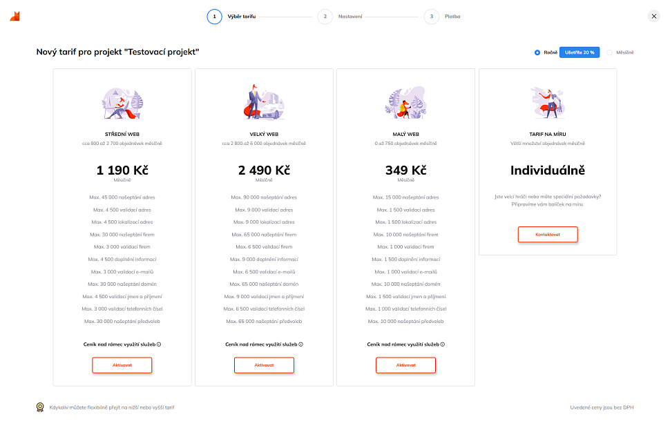 Přehled tarifních balíčků Foxentry